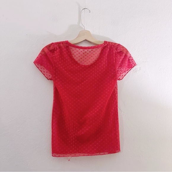Urban Outfitters Out From Under Mesh Valentine's Heart Shirt Red Baby Tee - Picture 8 of 8